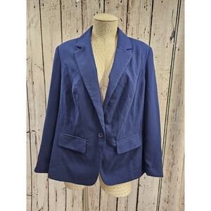 NEW Jessica London 14‎ Blazer Jacket Coat Navy Blue Stretch Single Button Career